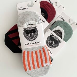 3x Men’s Cotton Orange Navy Geo Lines No Show Cute Funny Socks